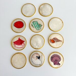 Vintage Mother of Pearl Capiz Coasters Set of 11 Home Decor